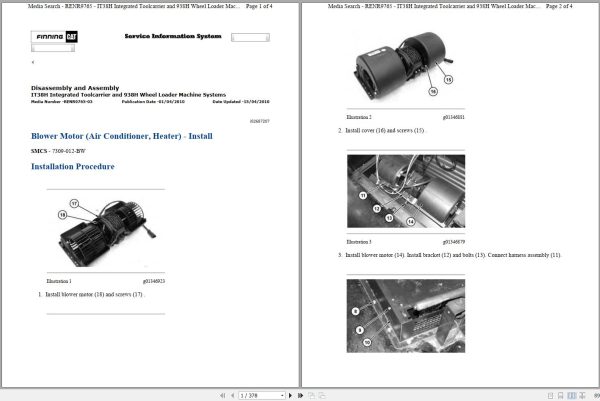 Caterpillar Wheel Loader 938H LKM Operators Service Manual Schematics 1