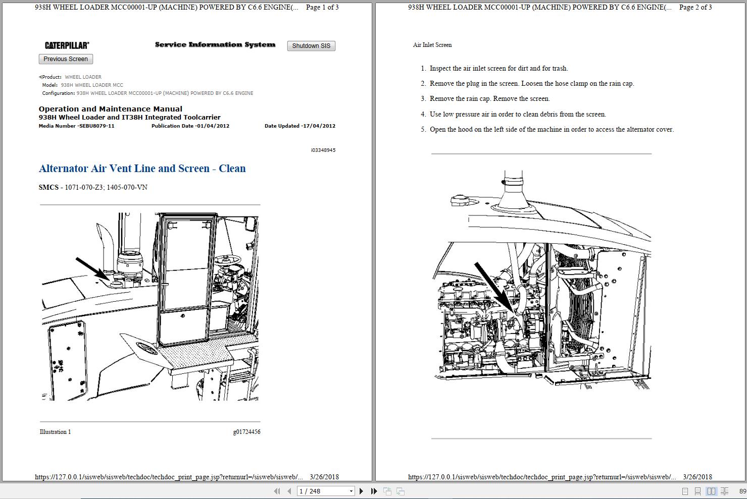 Caterpillar Wheel Loader 938H MCC Maintenance Disassembly Assembly Manual Schematics 1