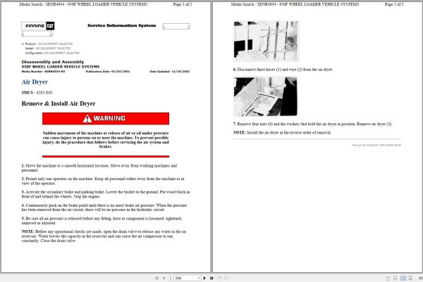 Caterpillar Wheel Loader 950F 7ZF Operators Service Manual Schematics 1
