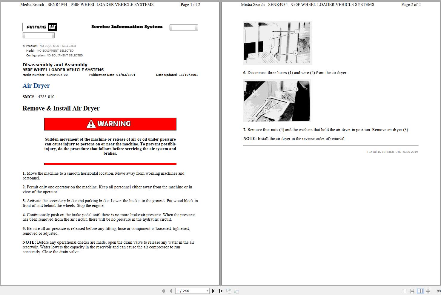 Caterpillar Wheel Loader 950F 7ZF Operators Service Manual Schematics 1