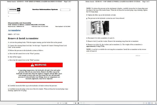 Caterpillar Wheel Loader 950F II 8TK Operators Service Manual Schematics 1