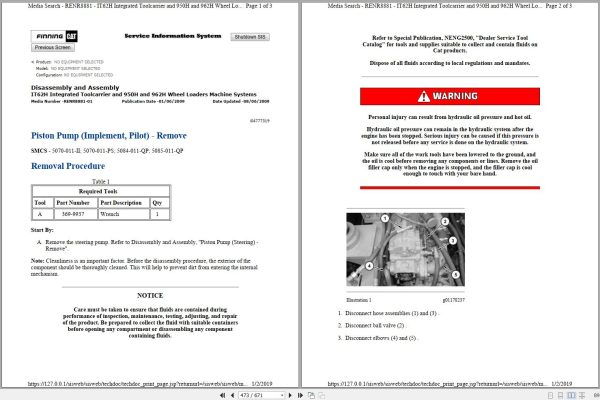 Caterpillar Wheel Loader 950H K5K Operators Service Manual Schematics 2