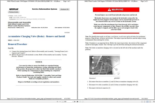 Caterpillar Wheel Loader 966G 3SW Operators Service Manual Schematics 1