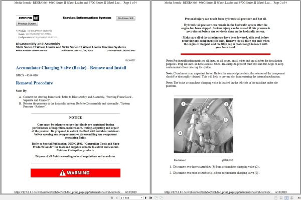 Caterpillar Wheel Loader 966G II AXL Operators Service Manual Schematics 1