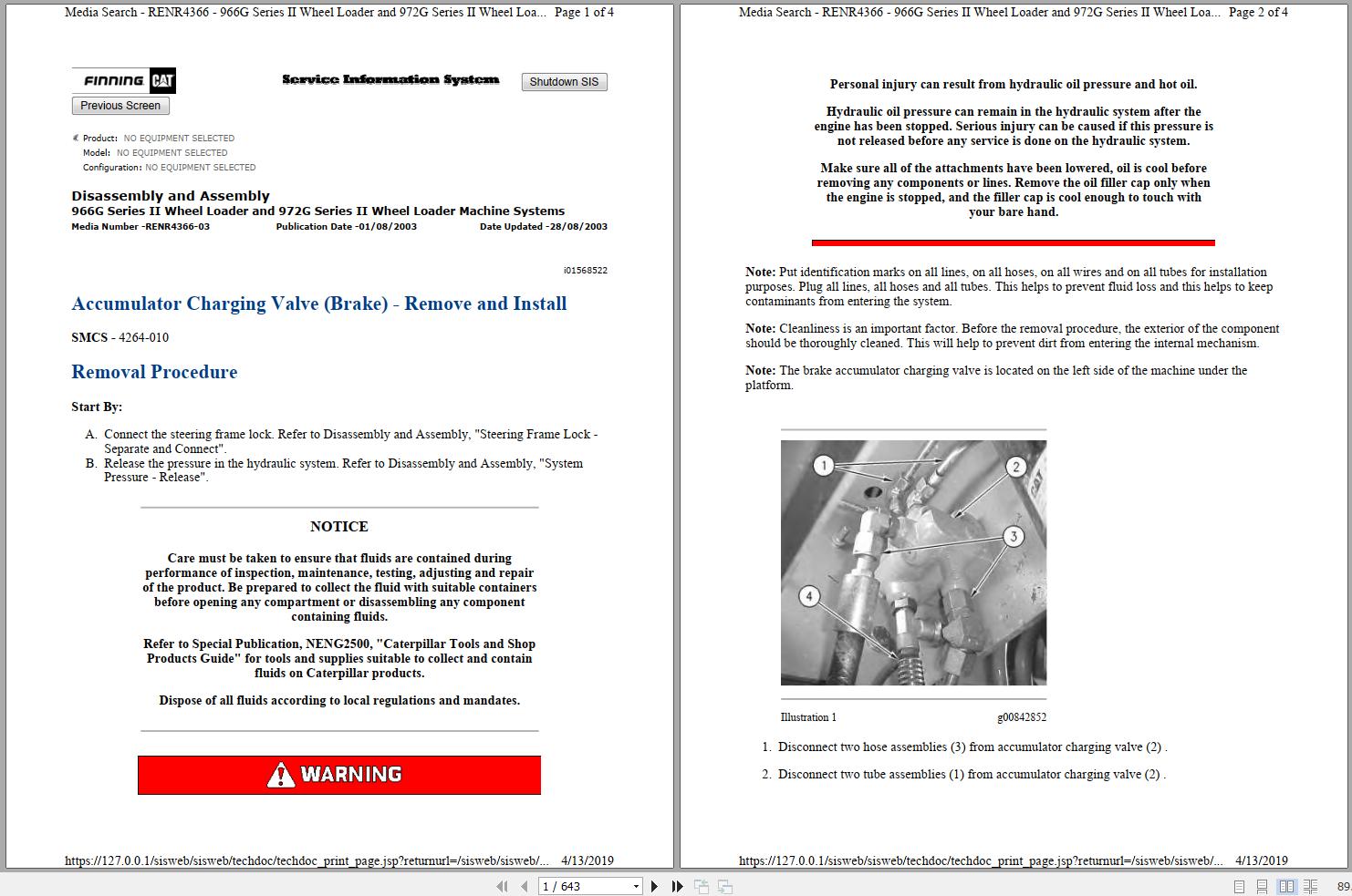 Caterpillar Wheel Loader 966G II AXL Operators Service Manual Schematics 1