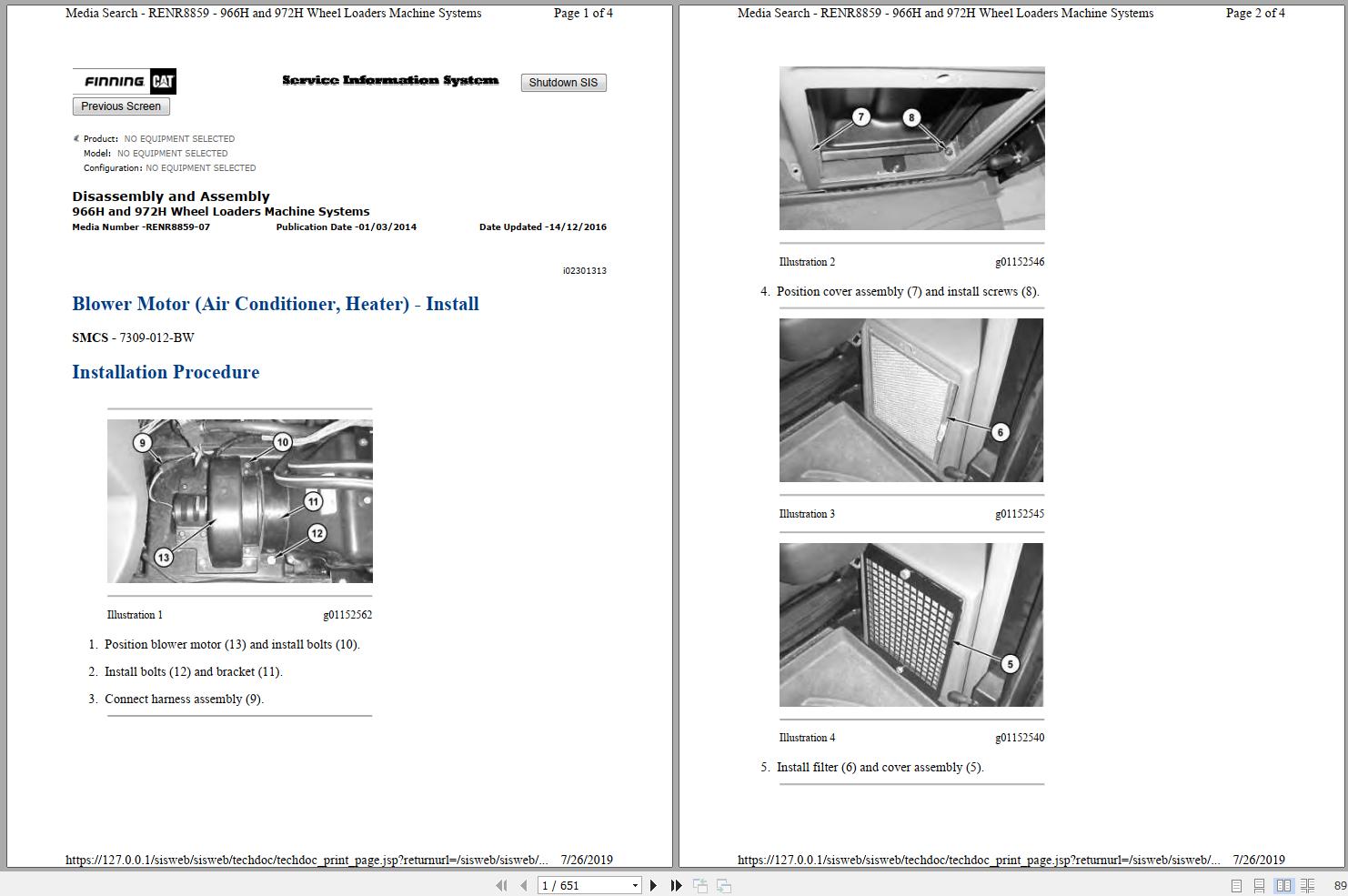 Caterpillar Wheel Loader 966H TAL Operators Service Manual Schematics 1