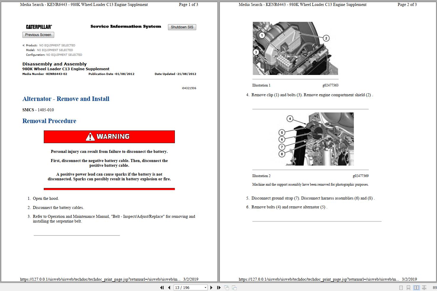 Caterpillar Wheel Loader 980K GTZ Operators Service Manual Schematics 2