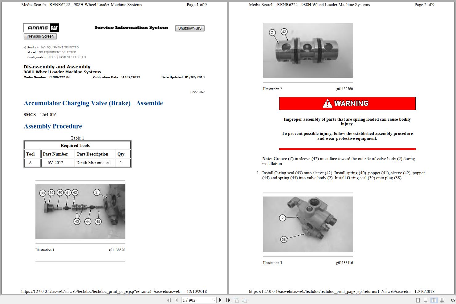 Caterpillar Wheel Loader 988H BXY Operators Service Manual Schematics 1