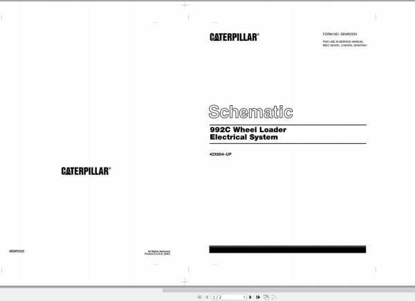 Caterpillar Wheel Loader 992C 42X Operators Service Manual Electrical Schematics 3