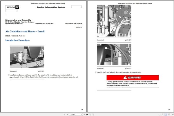 Caterpillar Wheel Loader 994H DWC Operators Service Manual Schematics 1