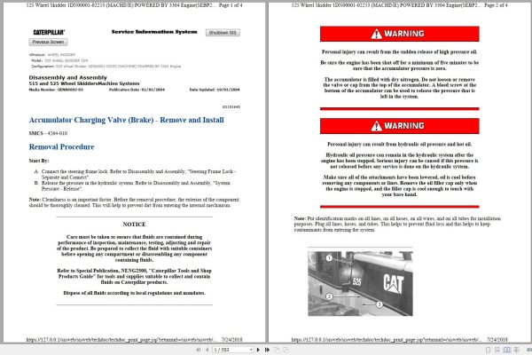 Caterpillar Wheel Skidder 525 1DN Maintenance Service Manual Schematics 1