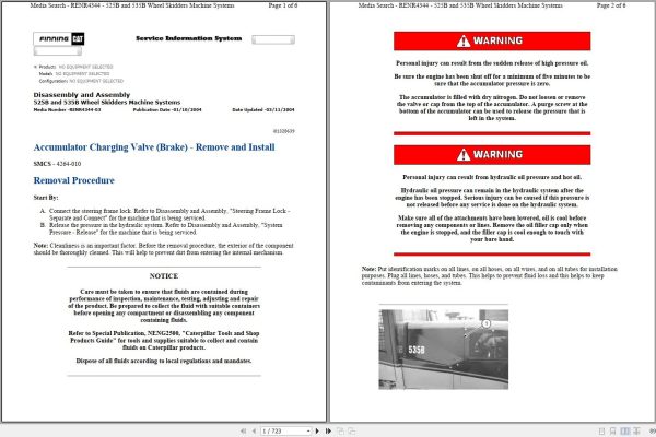 Caterpillar Wheel Skidder 525B 3KZ Operators Service Manual Schematics 1