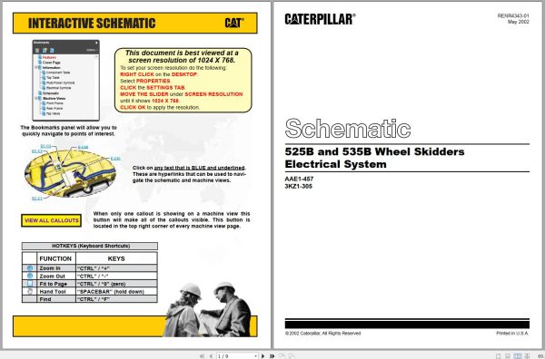 Caterpillar Wheel Skidder 525B 3KZ Operators Service Manual Schematics 3