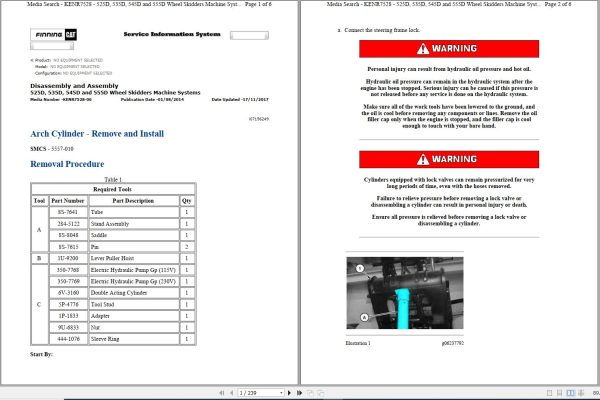 Caterpillar Wheel Skidder 525D GKP Operators Service Manual Schematics 1