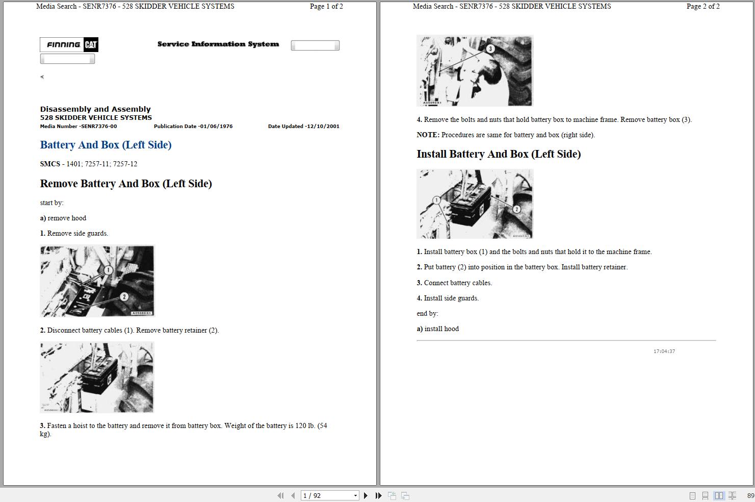 Caterpillar Wheel Skidder 528 96C Operators Service Manual Schematics 1
