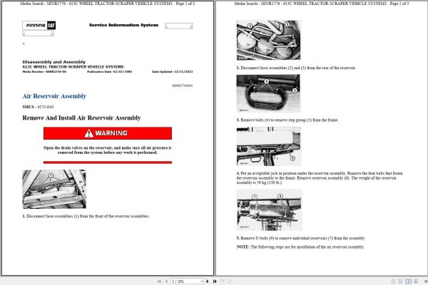 Caterpillar Wheel Tractor Scraper 613C 92X Operators Service Manual Schematics 1