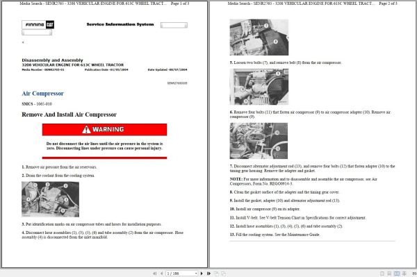 Caterpillar Wheel Tractor Scraper 613C 93X Operators Service Manual Schematics 2