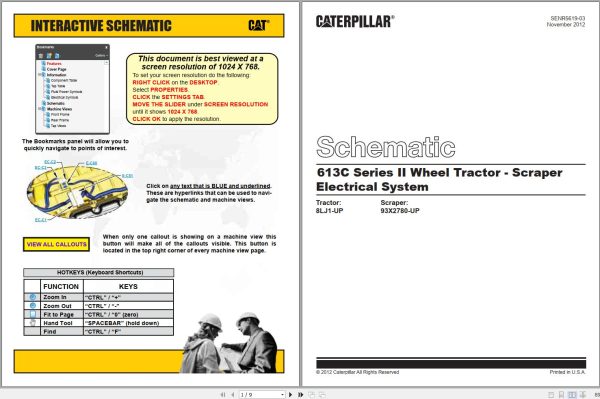 Caterpillar Wheel Tractor Scraper 613C 93X Operators Service Manual Schematics 3