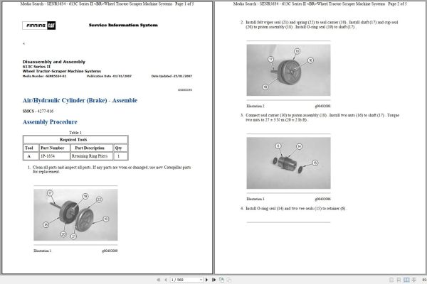 Caterpillar Wheel Tractor Scraper 613C II 8LJ Operators Service Manual Schematics 1