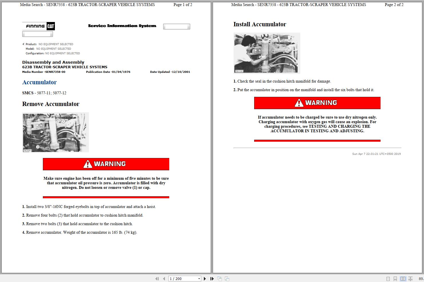 Caterpillar Wheel Tractor Scraper 623B 46P Operators Service Manual Electrical Schematics 1