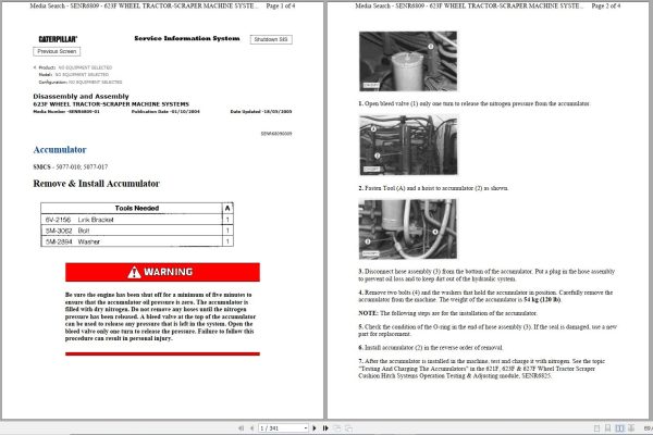 Caterpillar Wheel Tractor Scraper 623F 6BK Operators Service Manual Schematics 1