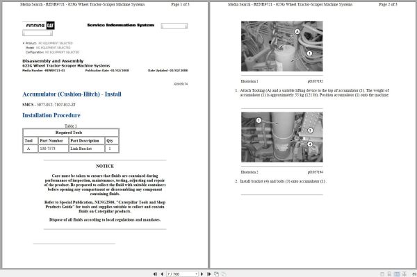 Caterpillar Wheel Tractor Scraper 623G DBY Operators Service Manual Schematics 1