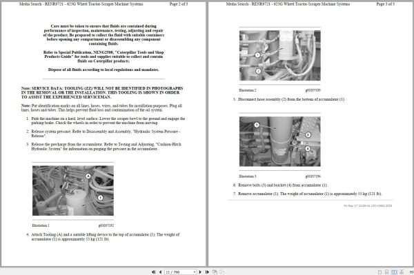 Caterpillar Wheel Tractor Scraper 623G DBY Operators Service Manual Schematics 2