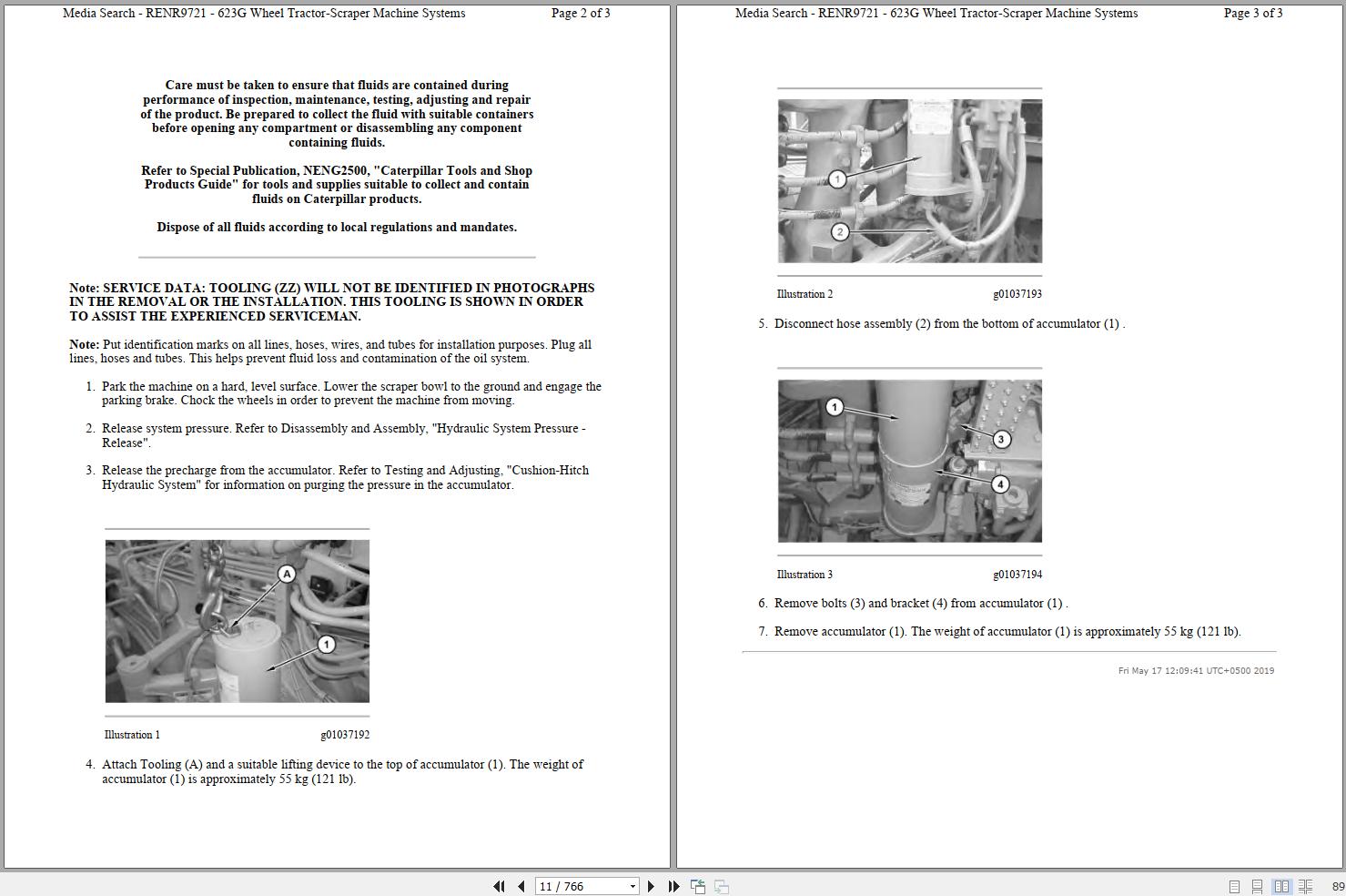 Caterpillar Wheel Tractor Scraper 623G DBY Operators Service Manual Schematics 2