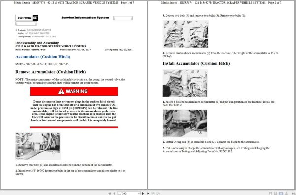 Caterpillar Wheel Tractor Scraper 627B 14S Operators Service Manual Schematics 1