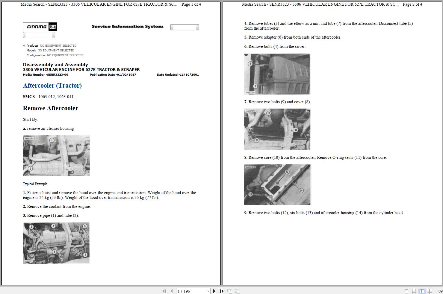 Caterpillar Wheel Tractor Scraper 627E 6EB Operators Service Manual Schematics 1