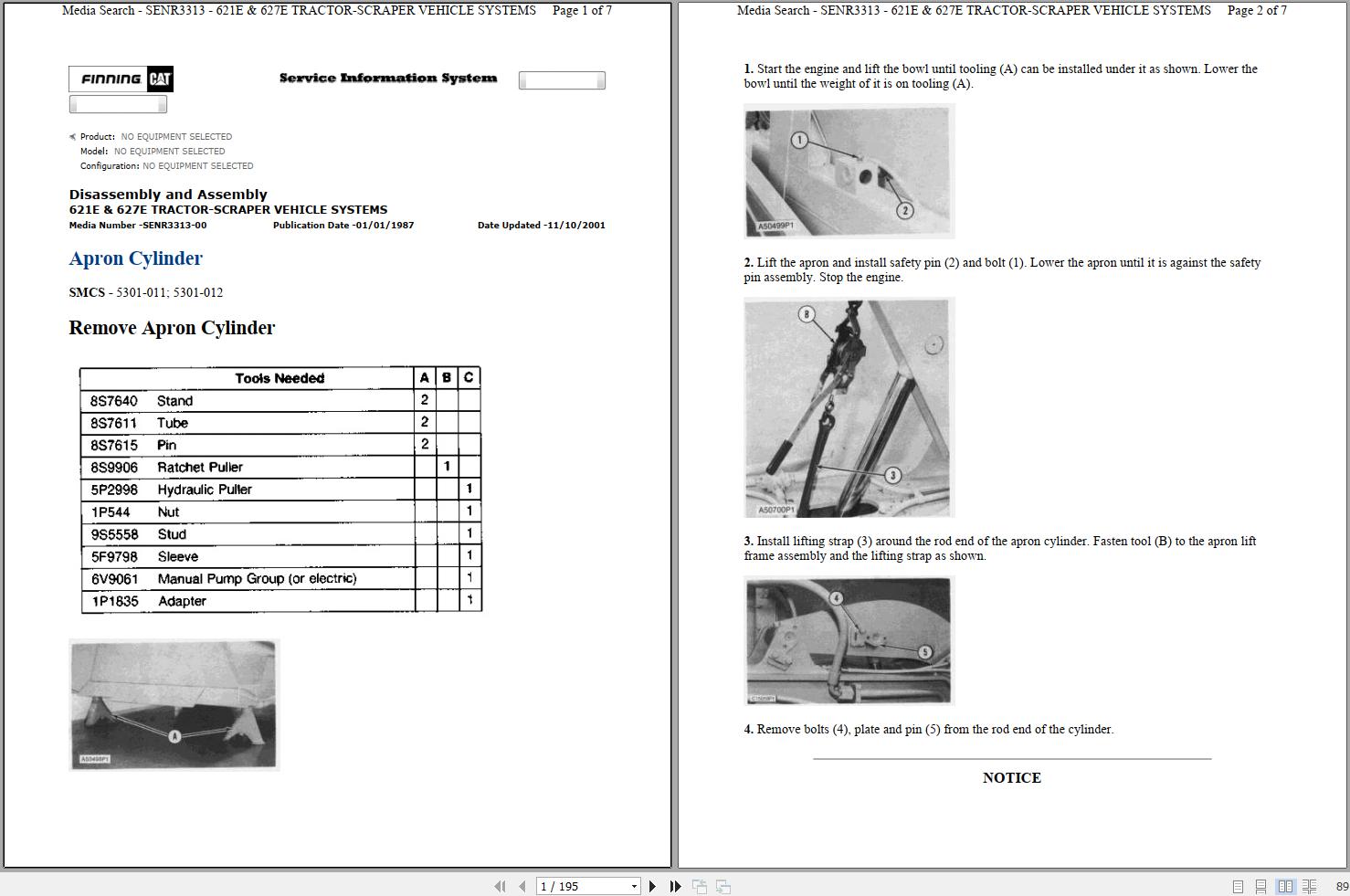 Caterpillar Wheel Tractor Scraper 627E 6FB Operators Service Manual Schematics 1
