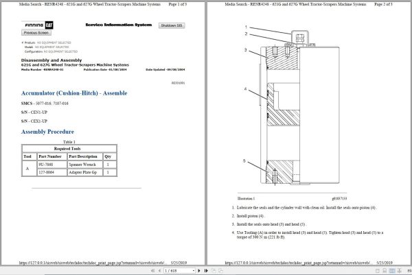 Caterpillar Wheel Tractor Scraper 627G CEX Operators Service Manual Schematics 1