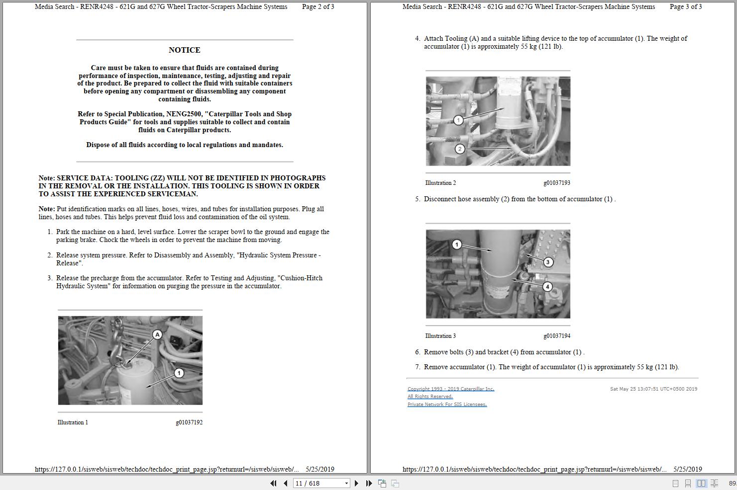 Caterpillar Wheel Tractor Scraper 627G CEX Operators Service Manual Schematics 2