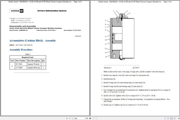 Caterpillar Wheel Tractor Scraper 627H DBW Operators Service Manual Schematics 1