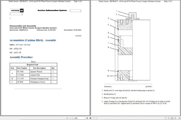Caterpillar Wheel Tractor Scraper 631G AWK Operators Service Manual Schematics 1