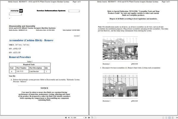 Caterpillar Wheel Tractor Scraper 631G AWK Operators Service Manual Schematics 2
