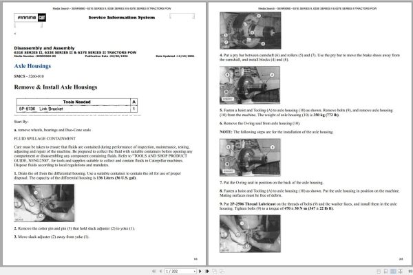 Caterpillar Wheel Tractor Scraper 633E 1EB Operators Service Manual Schematics 1