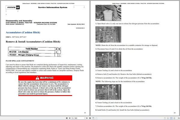 Caterpillar Wheel Tractor Scraper 633E 1EB Operators Service Manual Schematics 2