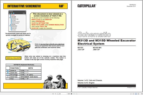 Caterpillar Wheeled Excavator M315D J5B Operators Service Manual Schematics 3