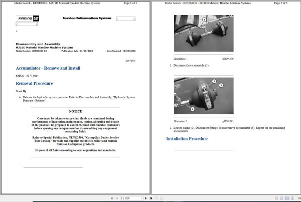 Caterpillar Wheeled Excavator M318D MH W8R Operators Service Manual Schematics 1