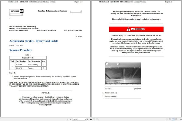Caterpillar Wheeled Excavator M318D W8P Operators Service Manual Schematics 1