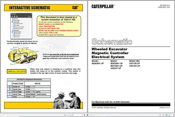 Caterpillar Wheeled Excavator M322C H2E Operators Service Manual Schematics 3