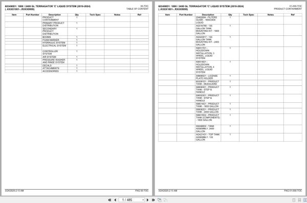 Challenger 1800GL 2400GL Terragator C Liquid System 2019 2024 Spare Parts Catalog 1