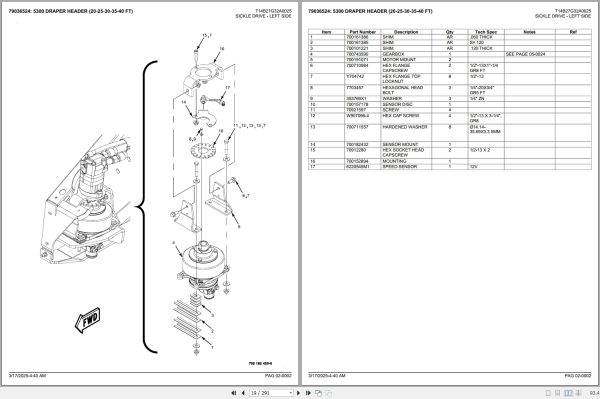 Challenger 5300 Draper Header 20 25 30 35 40 Foot Spare Parts Catalog 3