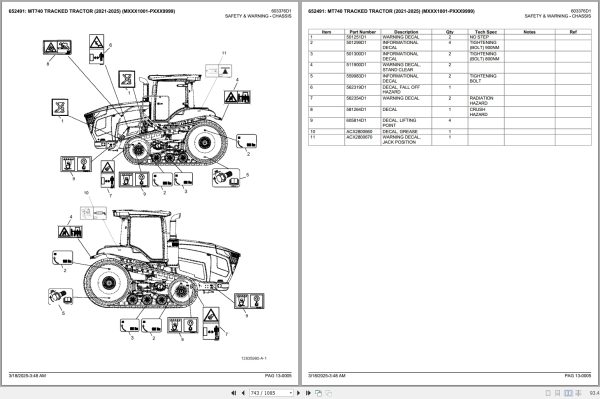 Challenger Tracked Tractor MT740 2021 2025 Spare Parts Catalog 2