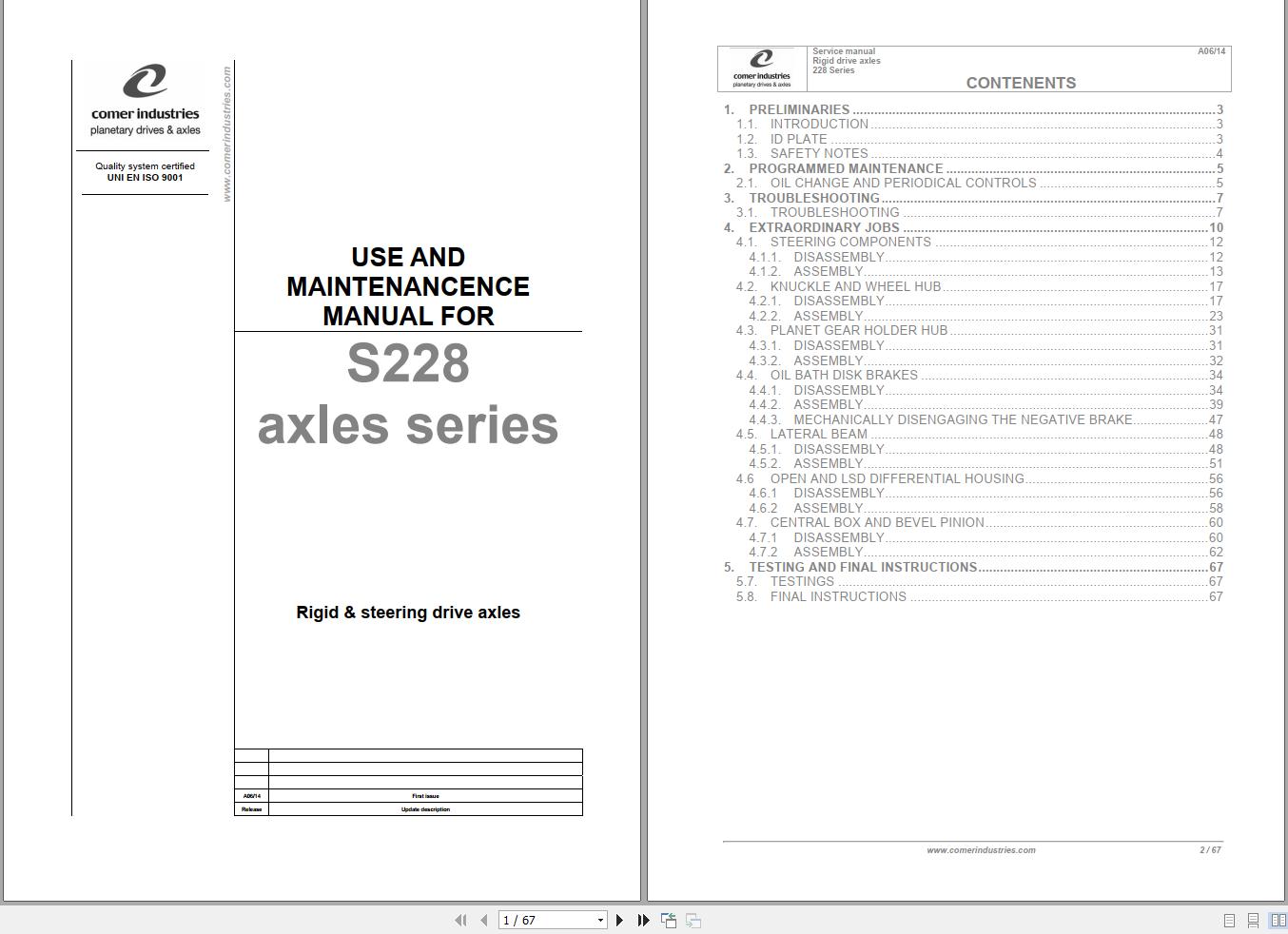 Comer Axles Series S228 Use And Maintenance Manual 1