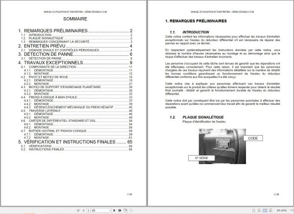 Comer Industries Axle S128 Series Operation And Maintenance Manual FR 1