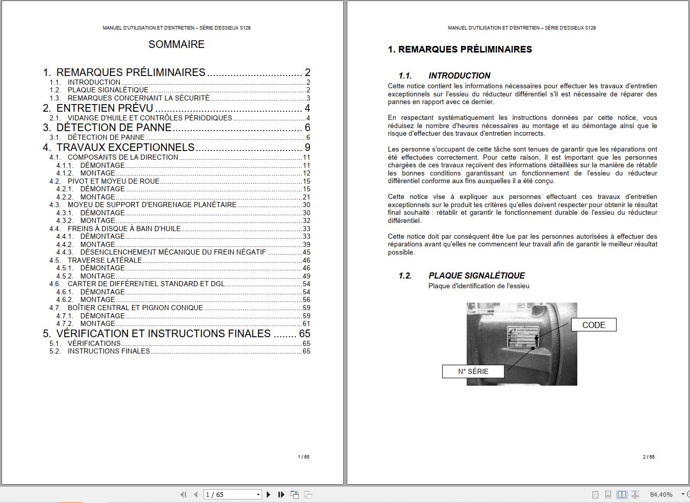 Comer Industries Axle S128 Series Operation And Maintenance Manual FR 1