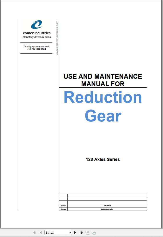 Comer Industries Axles 128 Series Use And Maintenance Manual 1