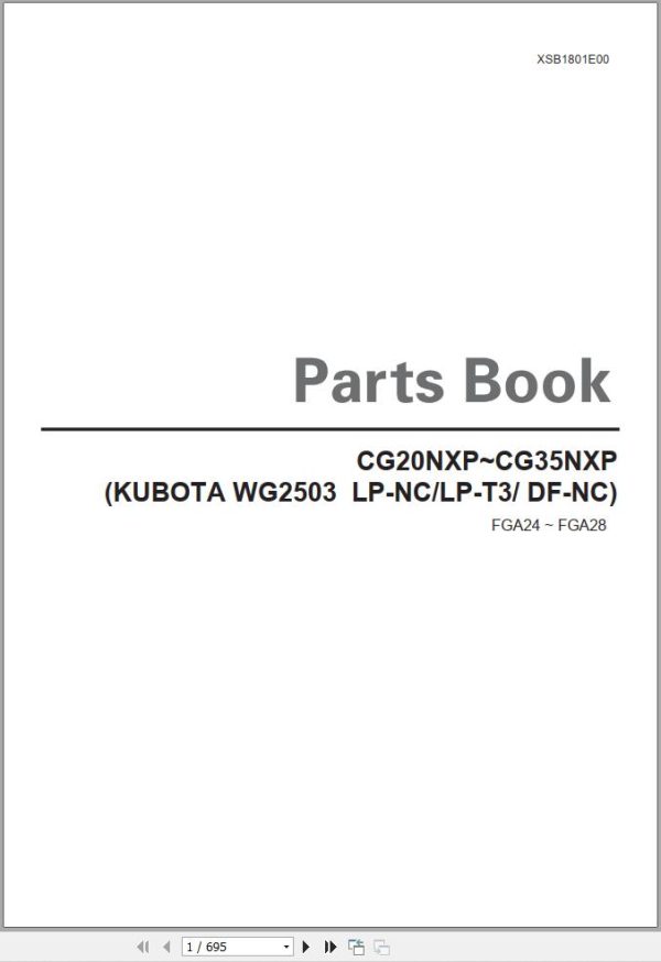 Crown Forklift CG20NXP to CG35NXP Parts Catalog XSB1801E00